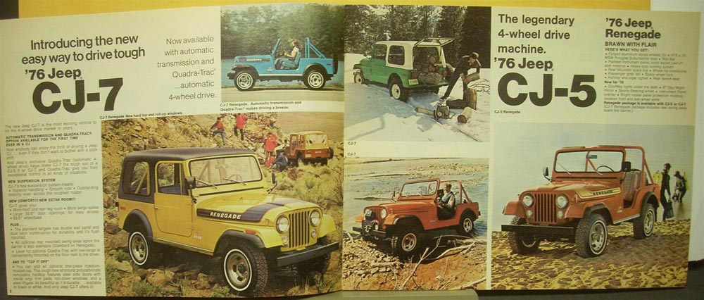 1976 Jeep CJ-5 CJ-7 Cherokee Wagoneer Pickup Auto Show Edition 20-Page Brochure 