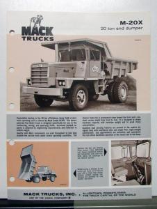 1974 Mack Truck Model M 20X Specification Sheet
