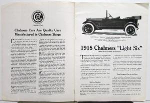1915 Chalmers Sixes Exclusively Sales Brochure