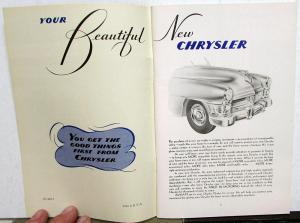 1952 Chrysler Saratoga New Yorker Imperial Crown Imperial Owners Manual Extras