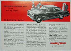 1962-1966 Triumph Herald 1200 Spec Sheet - Australian Market