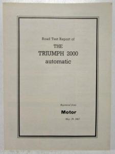 1965 Triumph 2000 Motor Magazine Road Test Reprint Folder - English Market