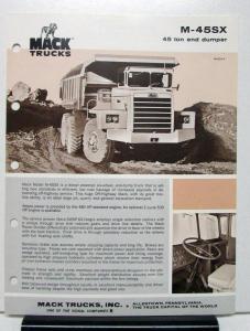 1975 Mack Truck Model M 45SX Specification Sheet