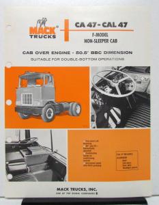 1975 Mack Truck Model CA CAL 47 Specification Sheet