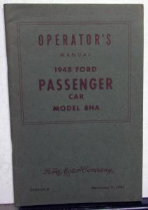 1948 Ford Passenger Car Model 8HA 6 Cylinder Operators Owners Manual Original