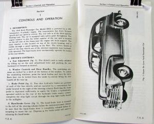 1948 Ford Passenger Car Model 899A V8 Operators Owners Manual Reproduction