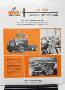 1976 Mack Truck Model CA 363 Specification Sheet
