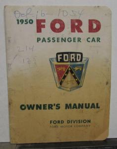 1950 Ford Pass Car 6 Cly V8 Tudor Fordor Deluxe Custom Wagon Owners Manual Orig