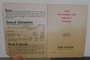 1950 Ford Pass Car 6 Cly V8 Tudor Fordor Deluxe Custom Wagon Owners Manual Orig