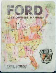 1952 Ford Pass Car 6 Cly V8 Tudor Fordor  Crestline Wagon Owners Manual Orig