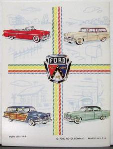 1954 Ford Passenger Car Owners Manual Reproduction