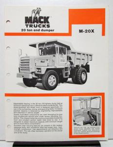 1978 Mack Truck Model M 20X Specification Sheet