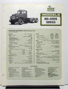 1980 Mack Truck Model RD 400S Specification Sheet