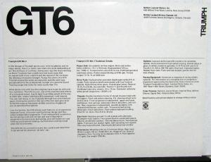 1971 Triumph GT6 Spec Sheet