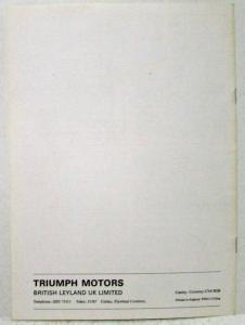 1973 Triumph Full Range Sales Brochure - UK Market