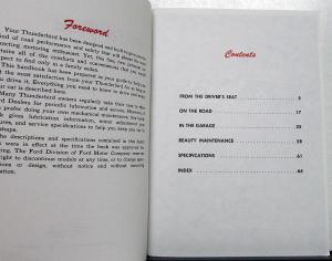 1956 Ford Thunderbird Handbook Owners Manual Reproduction