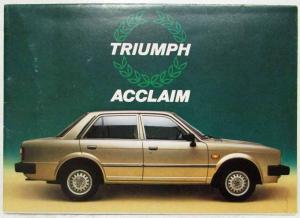 1981 1982 1983 1984 Triumph Acclaim Small Sales Folder Green Cover - German Text