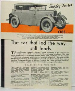 1934 Trojan New Season Pleasure Cars Sales Folder - English Market