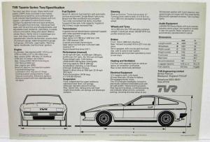 1983 TVR Tasmin Silver Series Two Spec Sheet