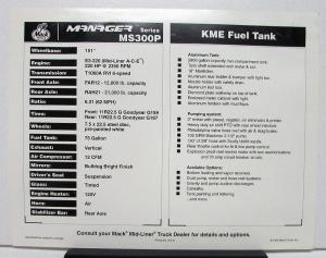 1993 Mack Truck Model MS300P Datasheet