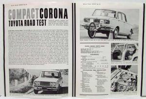 1966 Toyota Corona Motor Trend Magazine Road Test Reprint Rev 1