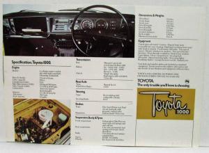 1969 1970 1971 Toyota 1000 Sales Brochure - UK Market