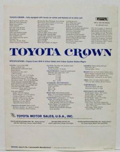 1967 1968 1969 1970 Toyota Crown 2300cc OHC 6 Sales Brochure