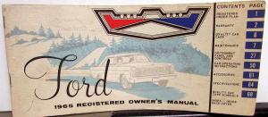 1965 Ford Car And Station Wagon Registered Owners Manual Original