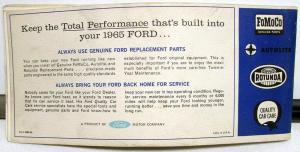 1965 Ford Car And Station Wagon Registered Owners Manual Original