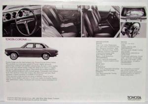 1970 Toyota Corona Sedan Spec Sheet.
