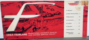 1964 Canadian Ford Fairlane Registered Owners Manual Original & Service Policy