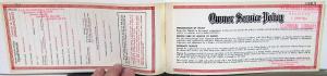 1964 Canadian Ford Fairlane Registered Owners Manual Original & Service Policy