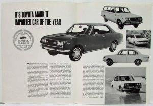 1970 Toyota Mark II Road Test Reprint Imported Car of Year & Concepts Pictured