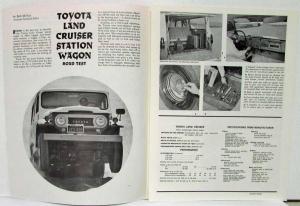 1968-1972 Toyota Land Cruiser Motor Trend Magazine Wagon Road Test Reprint