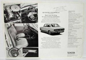 1969 1970 1971 1972 Toyota Corona Mark II 4-Door Sedan Spec Sheet