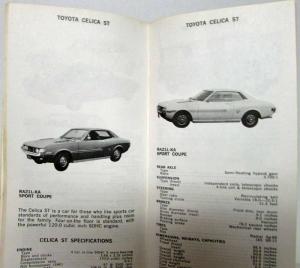 1972 Toyota Dealer List with Models Specs and Accessories - Summer