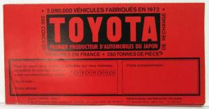 1972 Toyota Full Line Cars Sales Brochure - French Text
