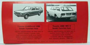 1972 Toyota Full Line Cars Sales Brochure - French Text