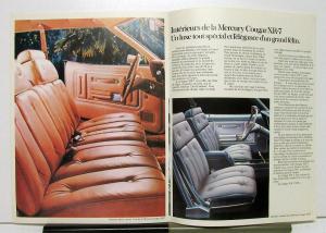 1975 Mercury Cougar Canadian Sales Brochure & Specifications In French Text