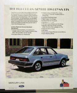 1983 Mercury Lynx Canadian Sales Brochure