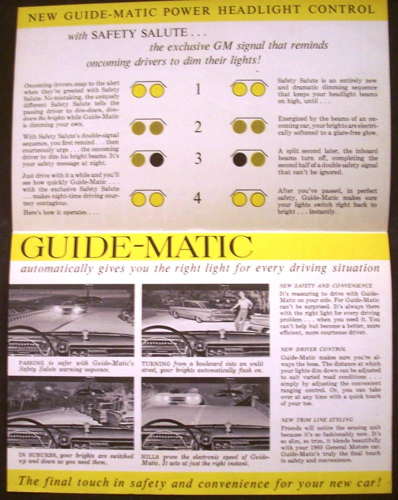 1960 Pontiac Guide Matic Power Headlight Control Safety Salute GM Sales Brochure