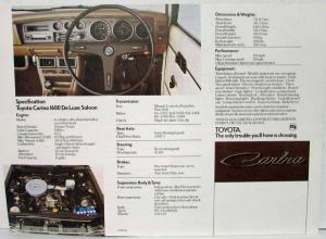 1974 Toyota Carina 1600 Sales Brochure - UK Market