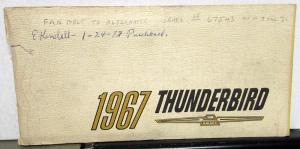 1967 Ford Thunderbird Owners Manual Used Original