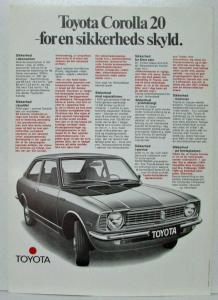 1974 Toyota Corolla Braces Alone is Not Enough Sales Brochure - Danish Text