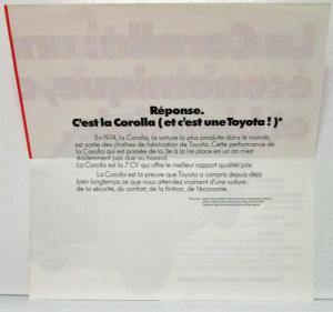 1974 Toyota Corolla Whats the most produced car in 74 Sales Folder French Market