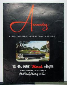 1953 Nash Airflyte Ambassador Statesman Canadian Sales Brochure & Specifications