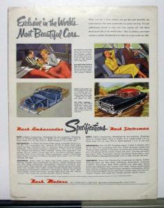 1953 Nash Airflyte Ambassador Statesman Canadian Sales Brochure & Specifications