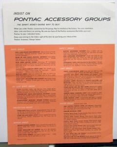 1961 Pontiac Accessories Folder Brochure Group Packages Air Conditioning Radio