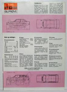 1974 1975 1976 Toyota Corolla 30 Sales Brochure - Danish Text