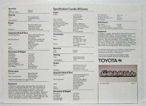 1976 Toyota Corolla 30 Sales Folder - UK Market